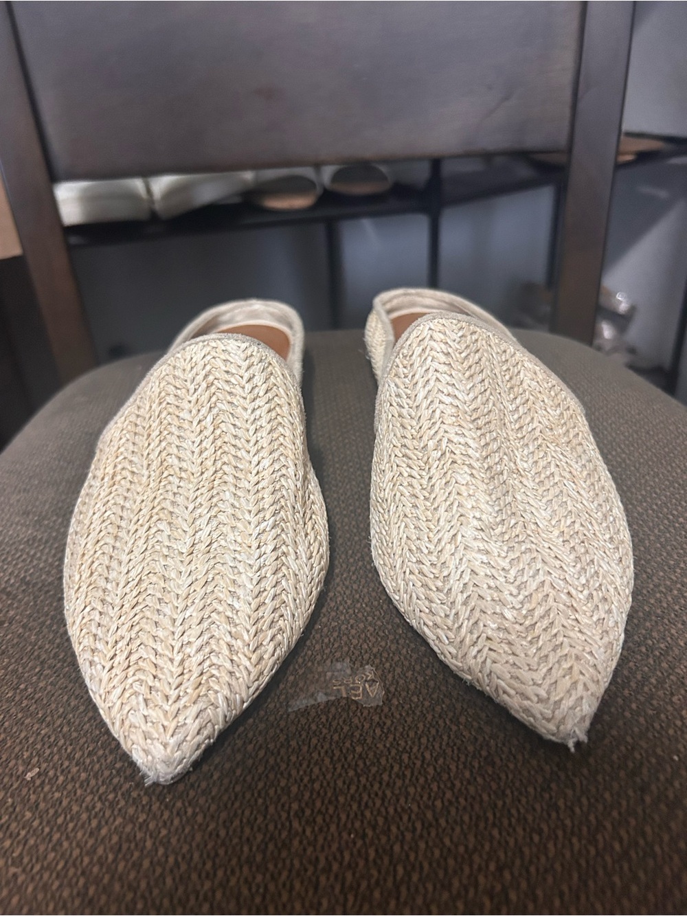 MIA Cream Woven Pointed-Toe Mules